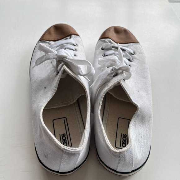 ASOS Lace Up Sneakers In White Canvas With Brown Cap Shoes Mens Sz UK 10 US 11 - Picture 4 of 6